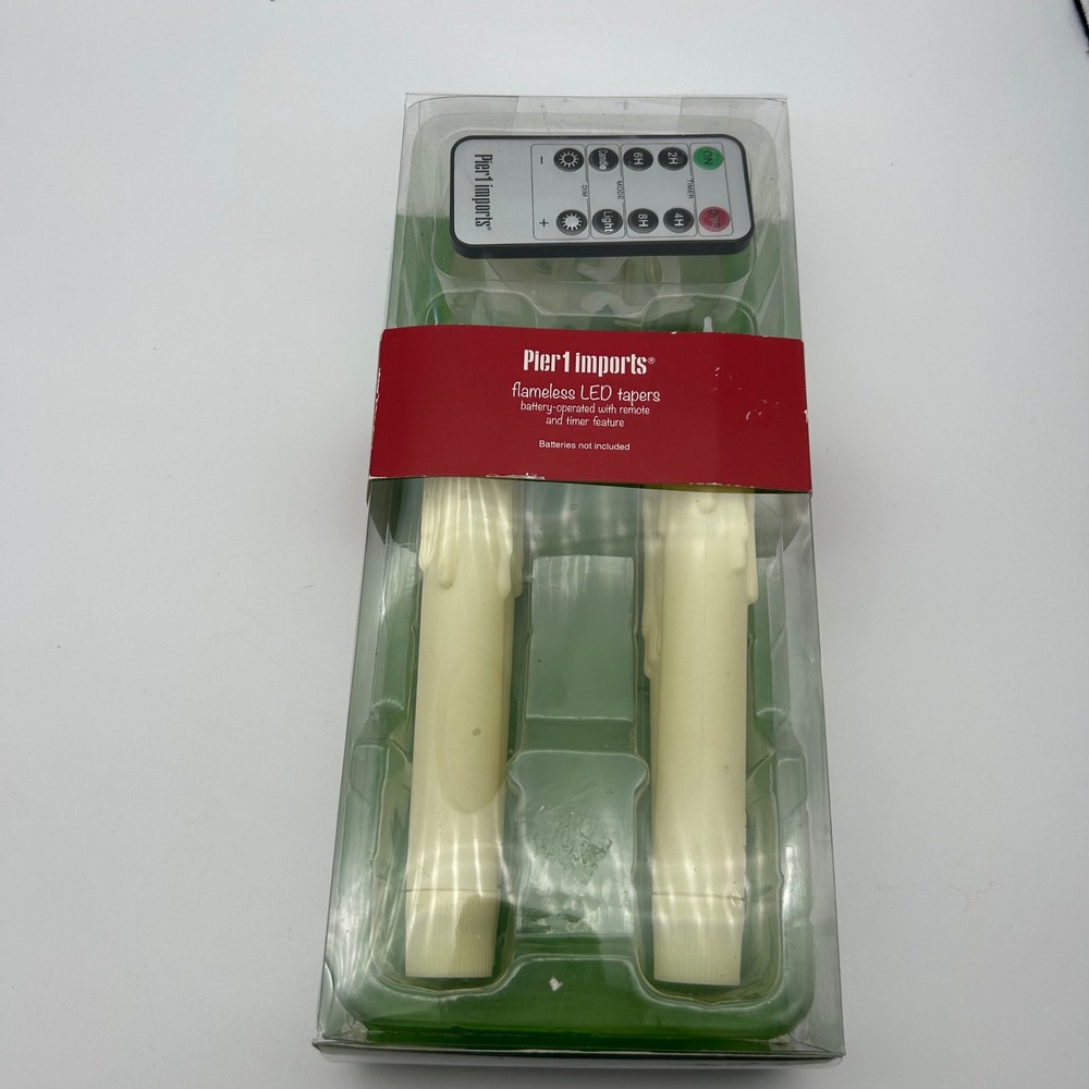 Pier 1 Imports Flameless LED Taper Candles with Remote Timer Cream Set of 4 - Picture 9 of 9